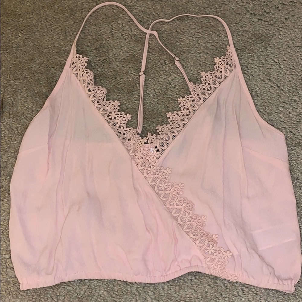 Never Worn Pink Crop Too with Lace detail!